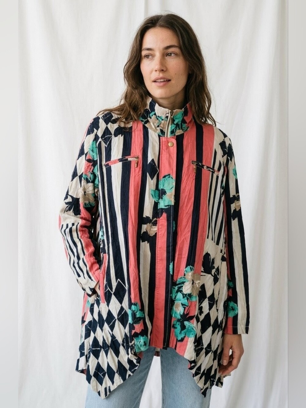 Vintage 80s Lindi Abstract Zip Up Jacket Women's Medium / Large